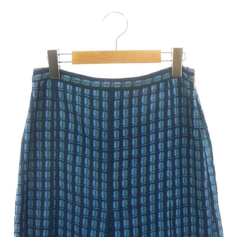 トリーバーチ TORY BURCH 総柄プリーツスカート 膝丈 フレア シルク混  