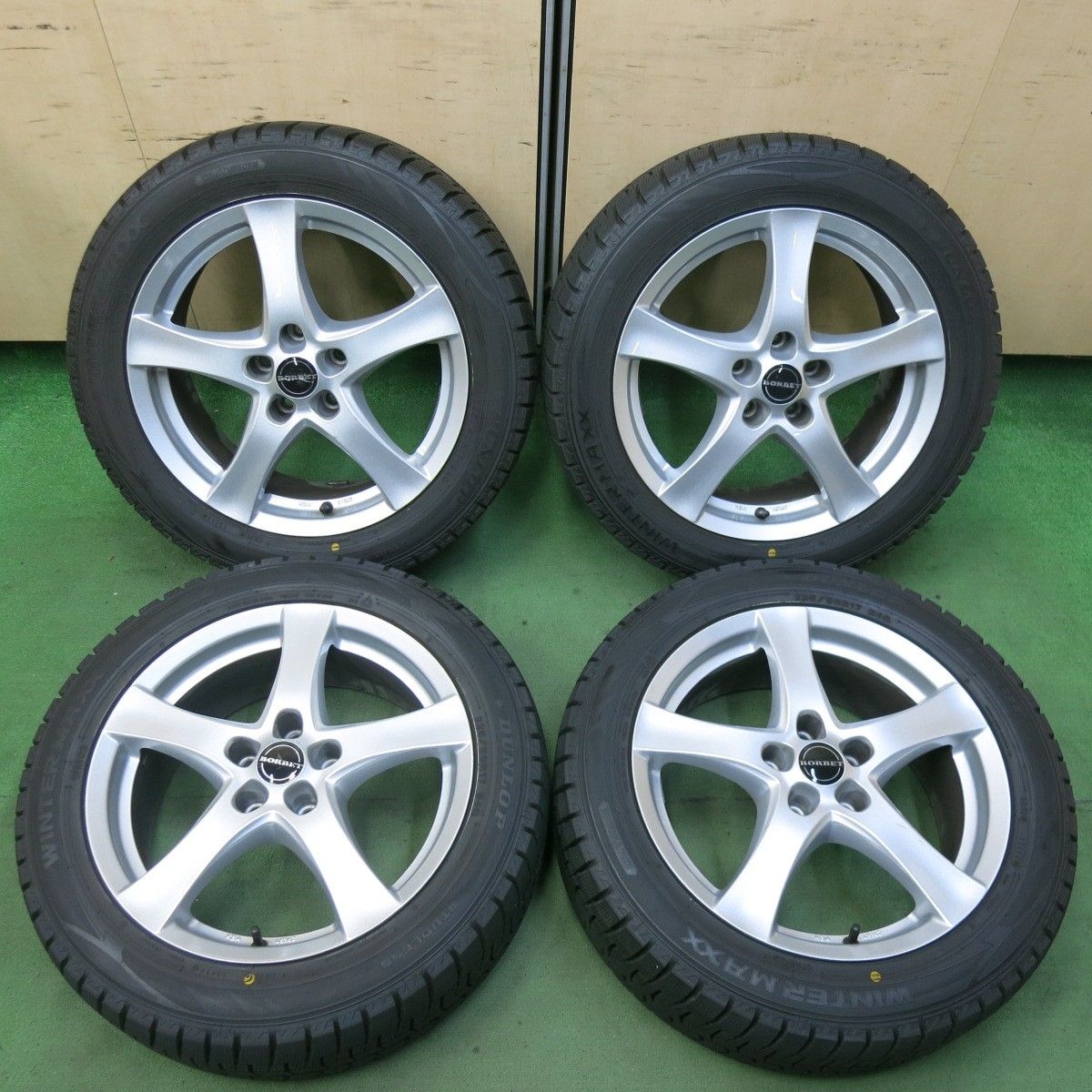 バリ溝！9.5分★ベンツ 等 スタッドレス 225/50R17 ダンロップ ウインターマックス WM01 社外 アルミ ホイール PCD112/5H 17インチ★ バリ溝！22年！キレイ！9.5分☆ベンツ 等 MAK BREMEN 225⁄50R17