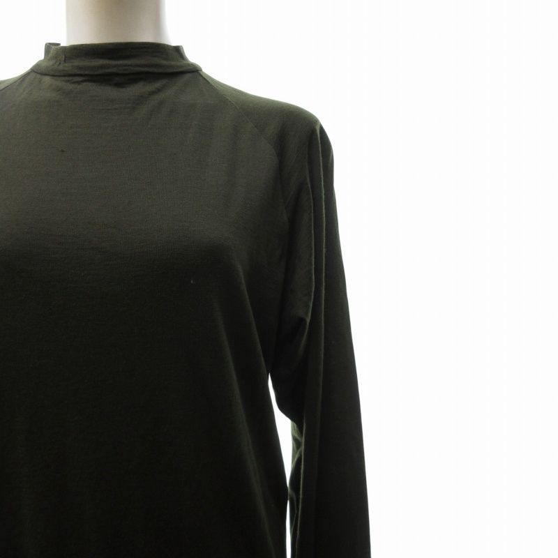 ヨウジヤマモト YOHJI YAMAMOTO ウール カットソー 長袖 背面ジップ モスグリーン 緑系 3 約Mサイズ IBO73 ヨウジヤマモト YOHJI YAMAMOTO ウール カットソー 長袖 背面