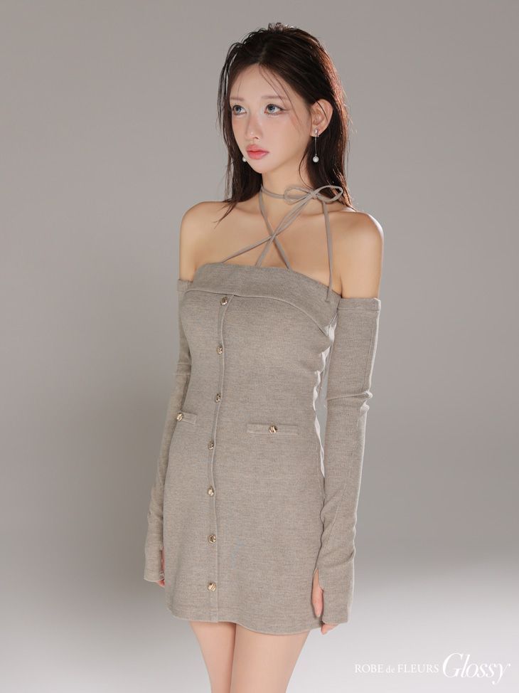 ローブドフルール グロッシー ミニドレス 美品 ローブドフルール