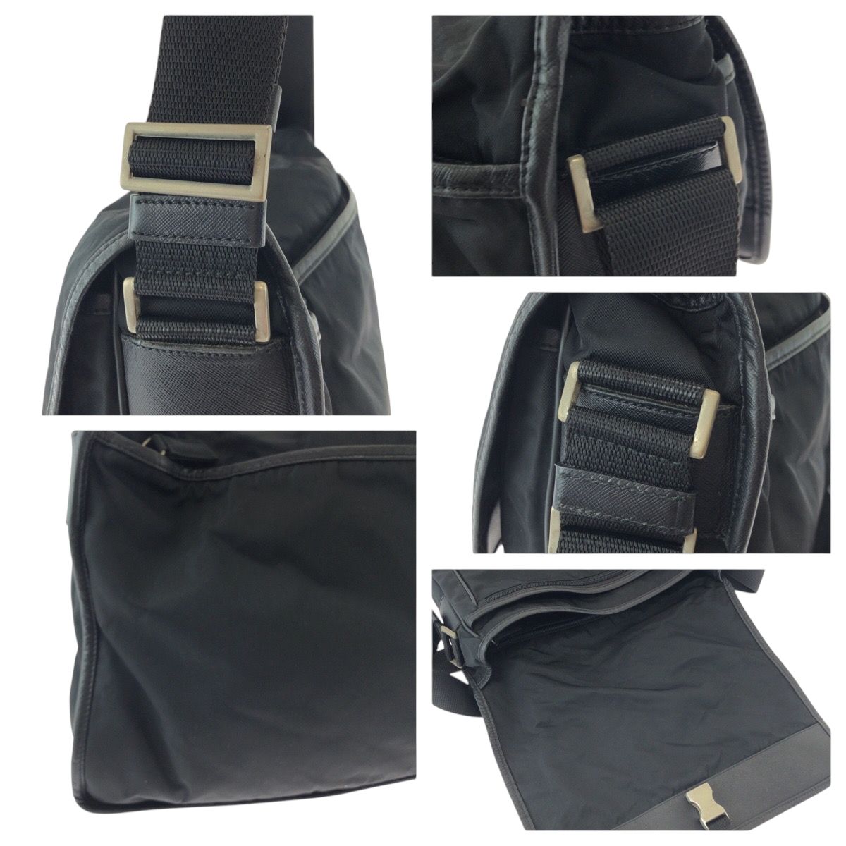 美品 PRADA プラダ テスート 三角ロゴプレート ブラック 黒