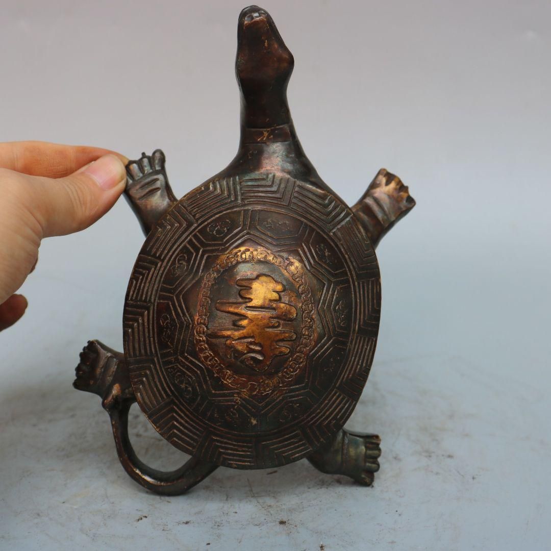 竜亀 置物 実心 玄武 茶寵 装飾品 工芸品 美術品 置物 竜