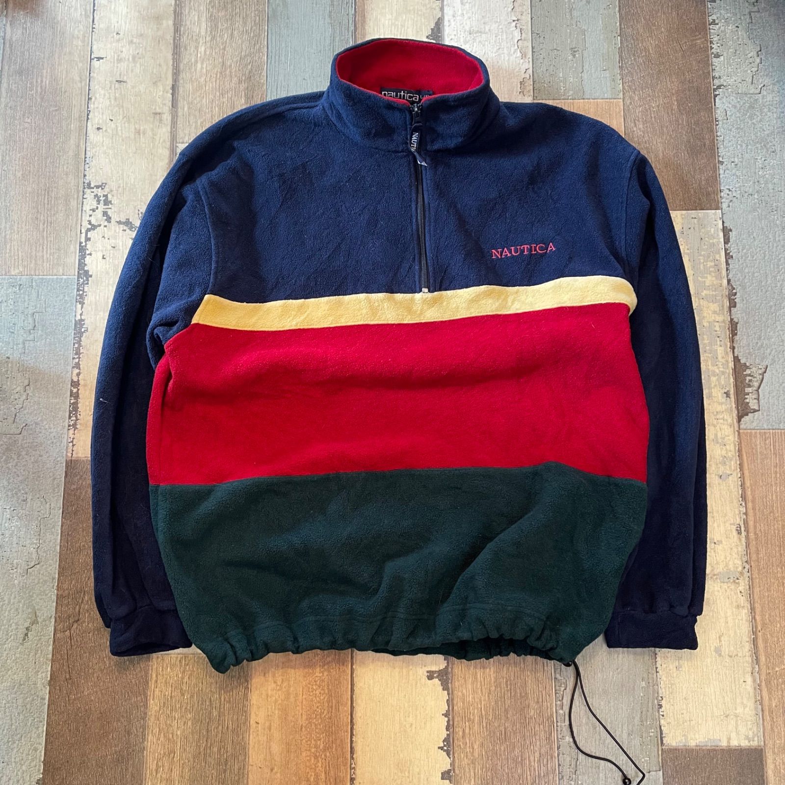90s nautica フリースプルオーバー　ドローコード