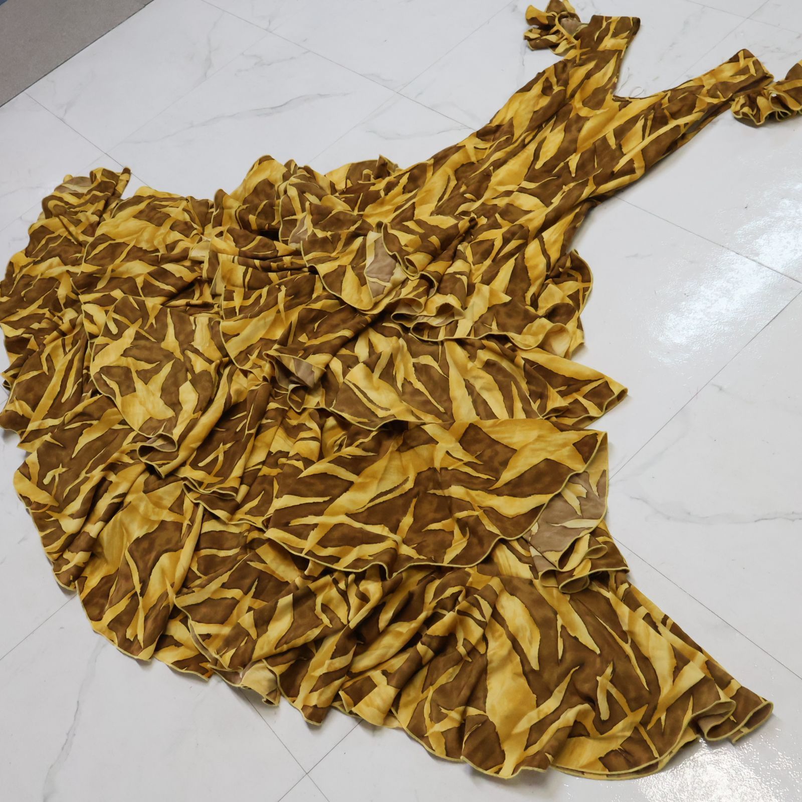 美品 フラメンコ衣装】イエロー ワンピース ドレス ボランテ