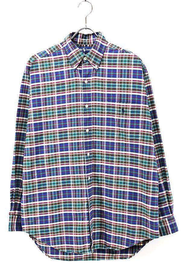 Used 90s Ralph Lauren BIG SHIRT Check Cotton BD Shirt Size S 古着