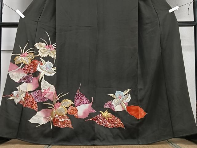 平和屋着物▽豪華黒留袖 単衣 友禅 霞花文 金彩 正絹 逸品 DAAS0195az