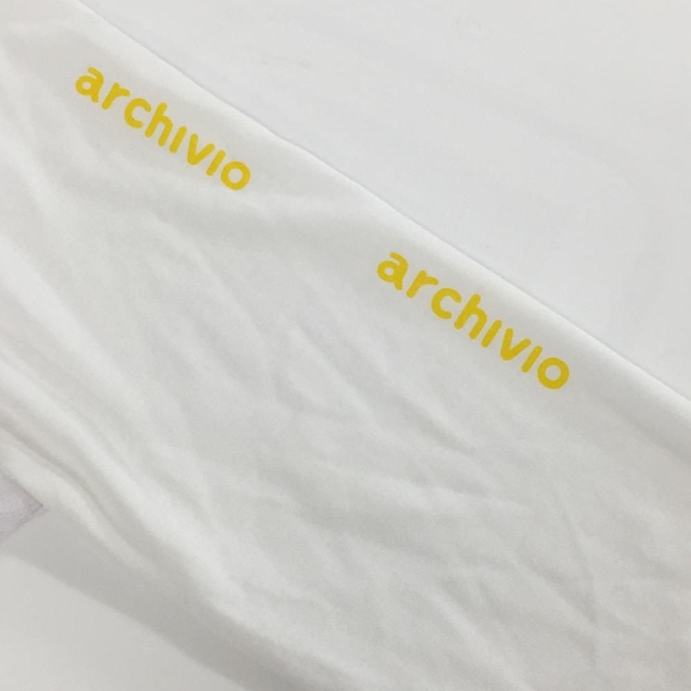 archivio - アルチビオ 白✖︎イエロー ハイネックトップス archivio ゴルフ 38 archivio アルチビオ ストレッチ ハイネック半袖プルオーバー
