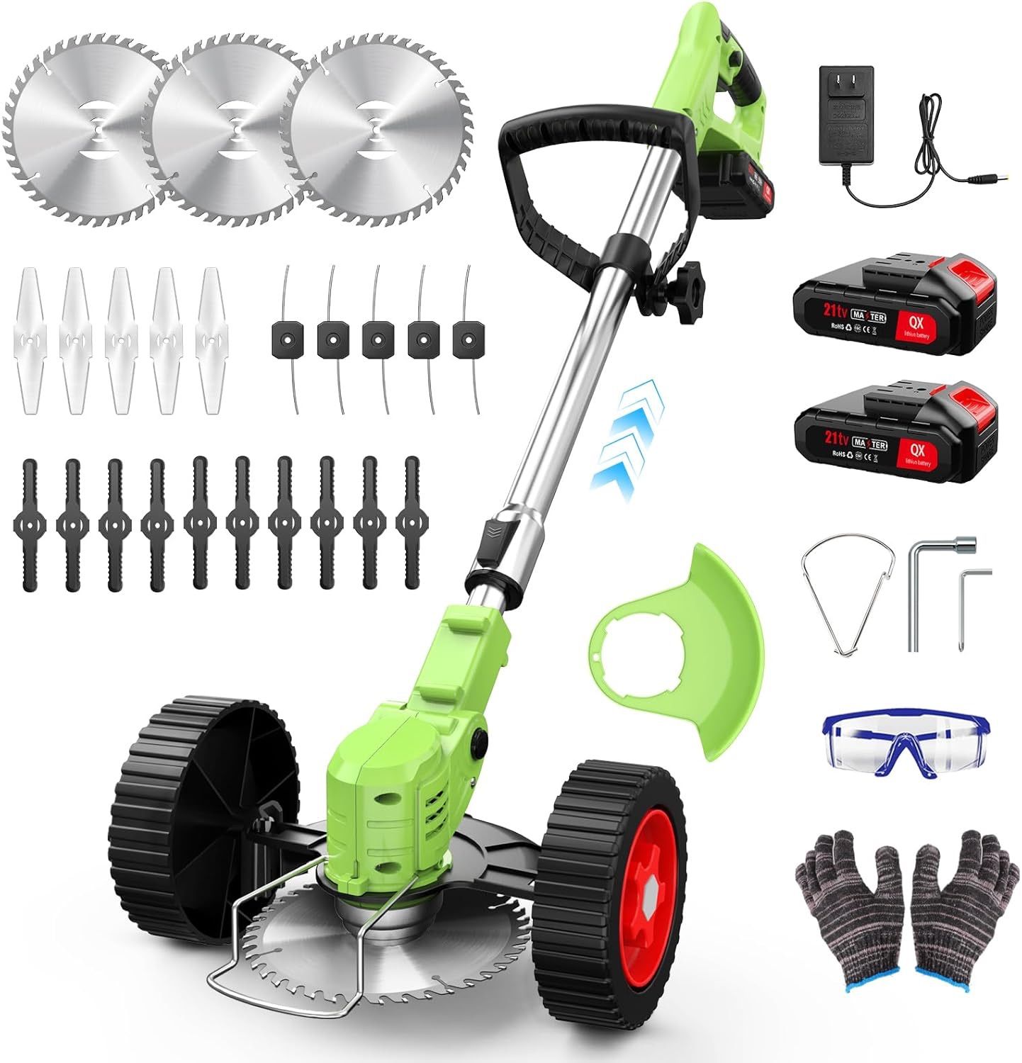 草刈り機 充電式 電動 4000mAh 高性能 21V 1880W 芝刈り機 赤 草刈り機