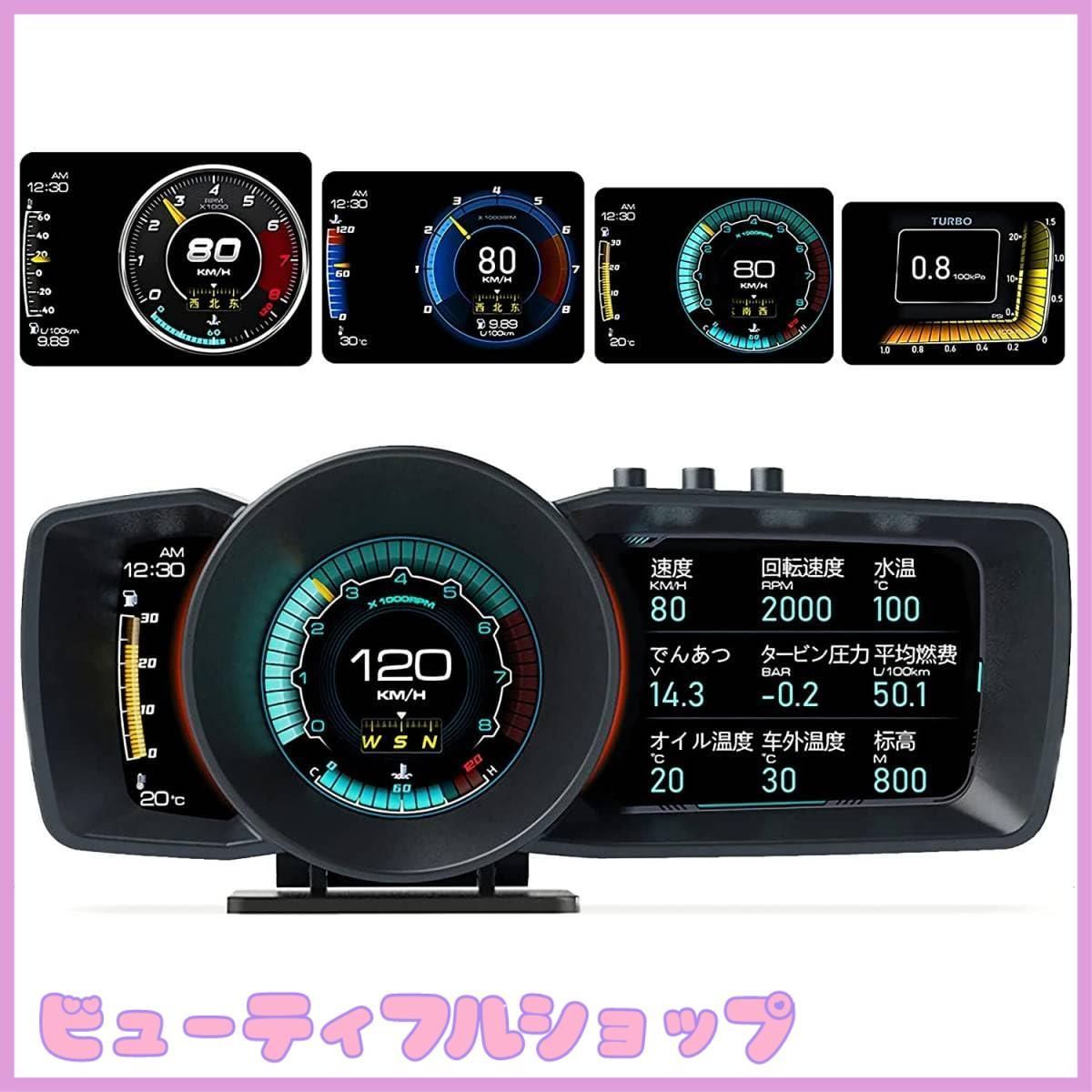 【特価】【2023年日本語版 新登場】OBD2/GPSモード ヘッドアップディスプレイ スピードメーター タコメーター 故障診断 ECUデータを読み取る 良警告機能 (A600)