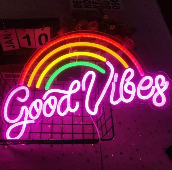 オリジナル ネオンサイン LEDライト 虹色モチーフ 看板 オーダーメイド