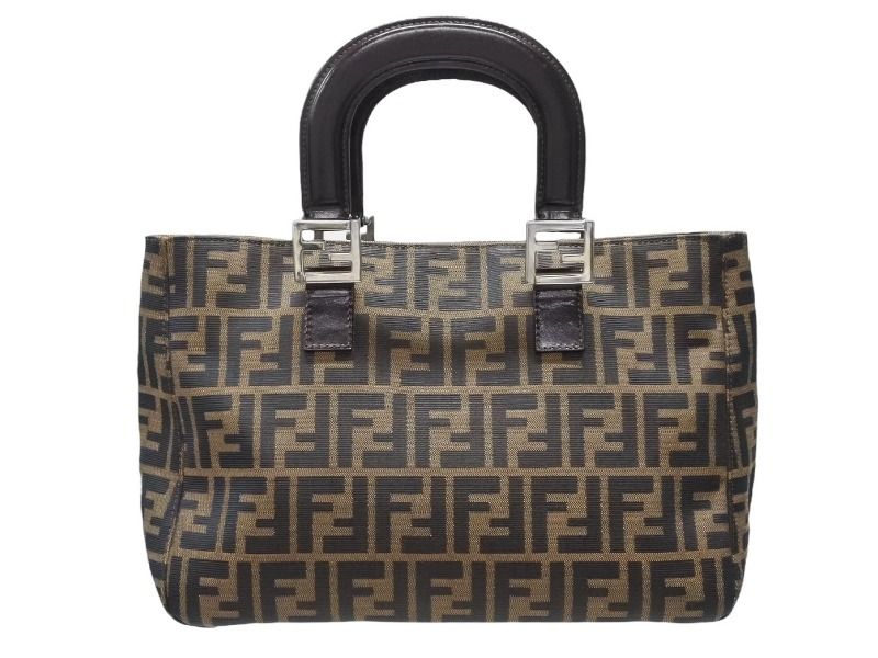 FENDI フェンディ ハンドバッグ トートバッグ ズッカ柄 キャンバス ブラウン シルバー金具 4b007470