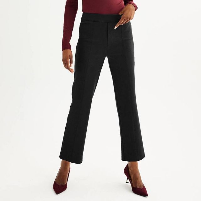 【送料無料】 ナインウェスト レディース カジュアルパンツ ボトムス Women's Nine West High Rise Slim-Straight Ponte Pants Mineral Black