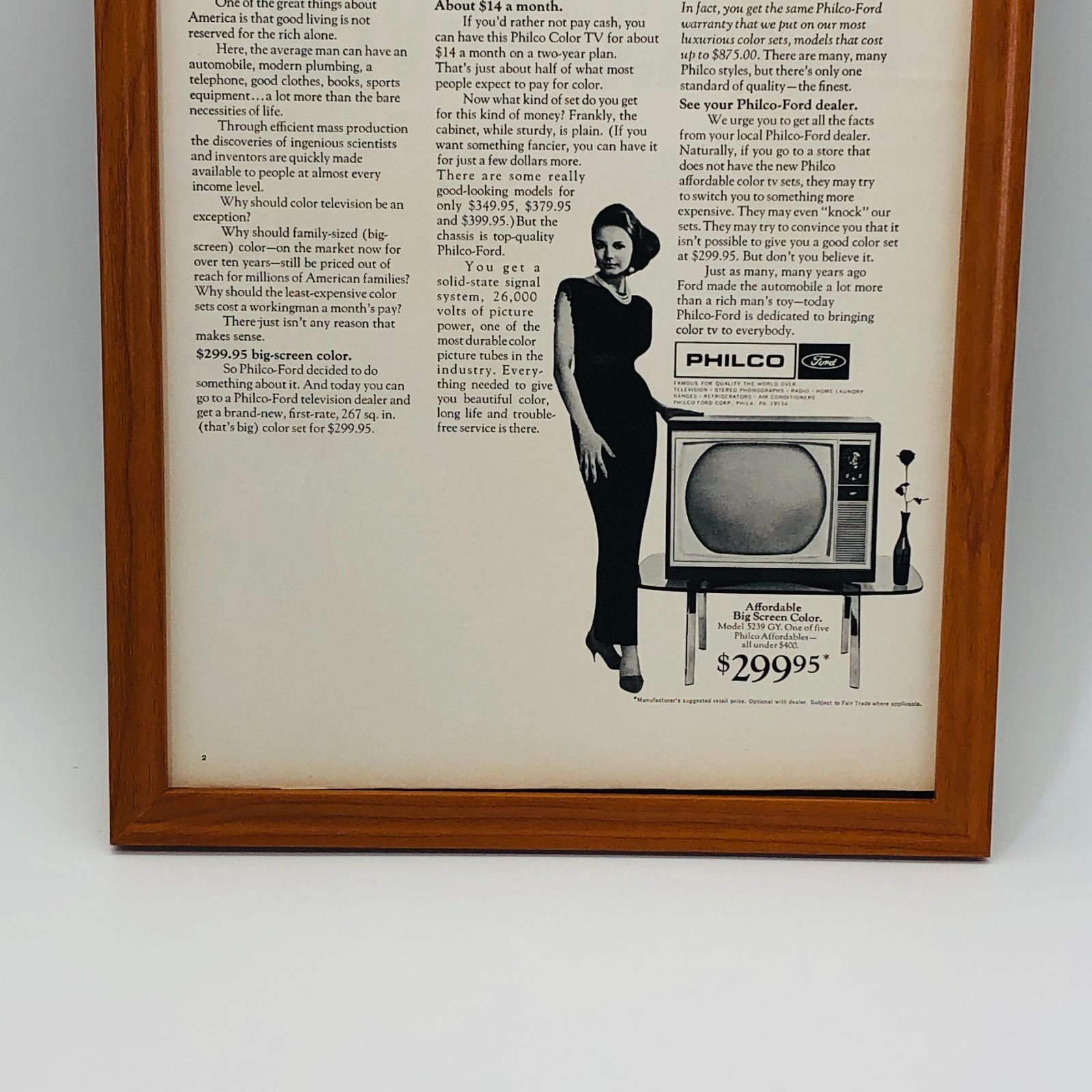 ビンテージ 広告　ポスター　　『 フィルコカラーテレビFHILCO 』　フレーム付　※貴重な当時物 1960's　オリジナル アメリカ　ヴィンテージ  輸入雑貨　アドバタイジング レトロ ( AZ1399 )