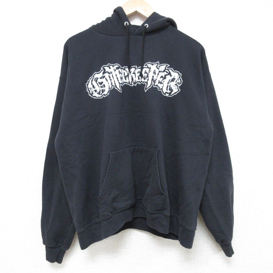 L/古着 ヘインズ Hanes 長袖 ロック バンド スウェット パーカー メンズ ゲートクリーパー 黒 ブラック 24may18 中古 スエット トレーナー 