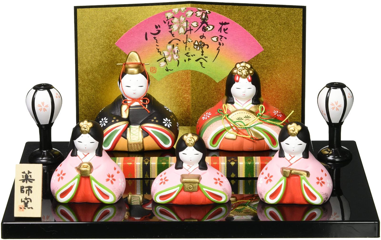 Color:華みやび_Size:全長:男6女5.5cm 桃の節句 ひな人形 錦彩