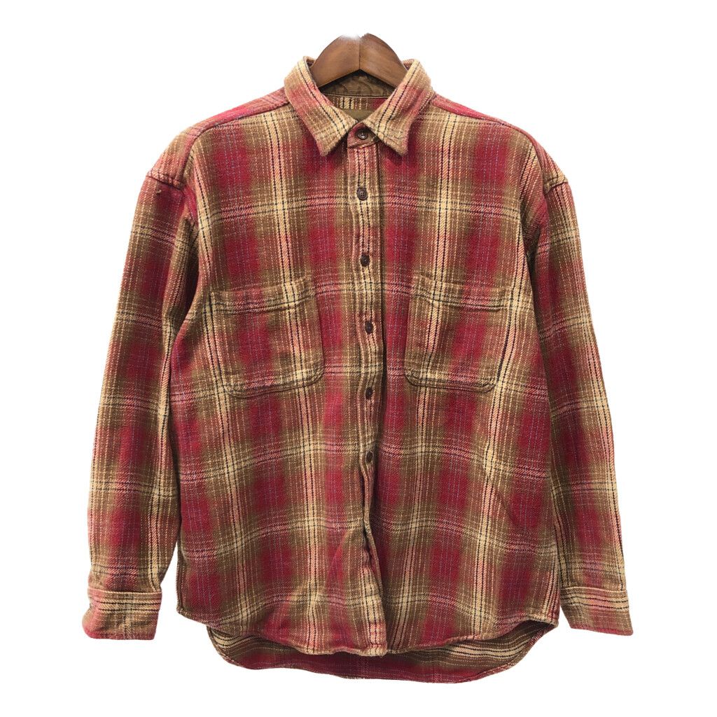 ST.JOHN'S BAY ヘビーフランネルシャツ チェック レッド (メンズ X-LARGE) 中古 古着 Q6973
