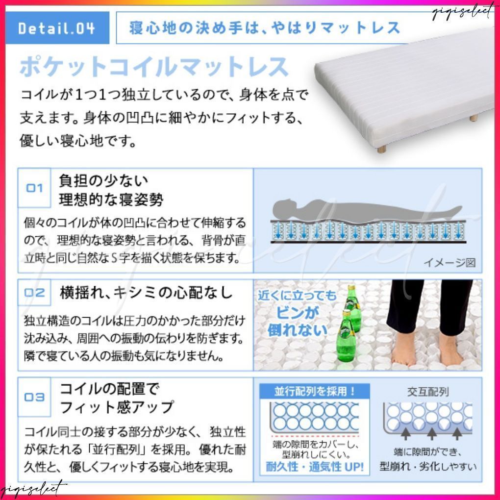 脚付きロールマットレス ポケットコイルスプリング