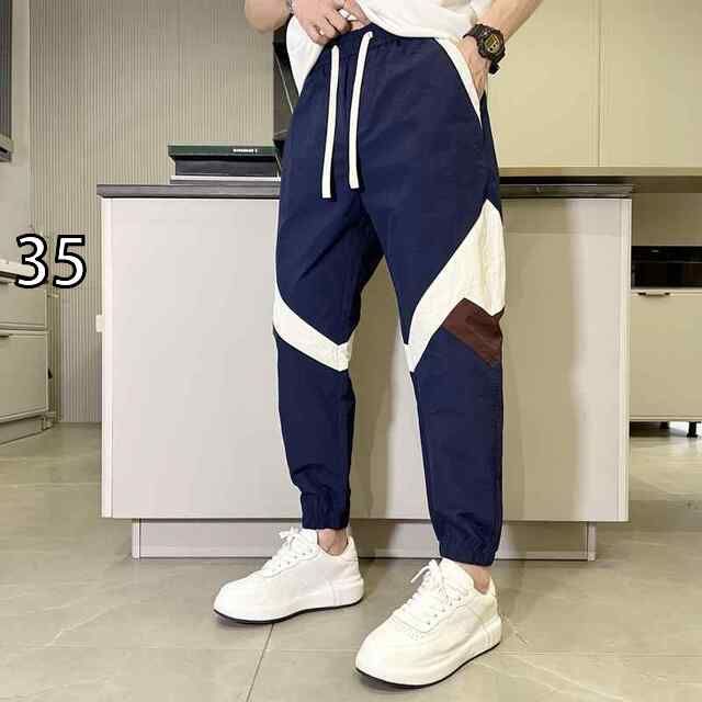 [35]メンズ ファッション 服  オシャレ シンプル 大 かっこいい 大きいサイズ ストリート 紳士服 カラーマッチング ファッション カジュアル パンツ 夏 薄手 速乾 シンプル デイリー 九分丈 スポーツ ズボン