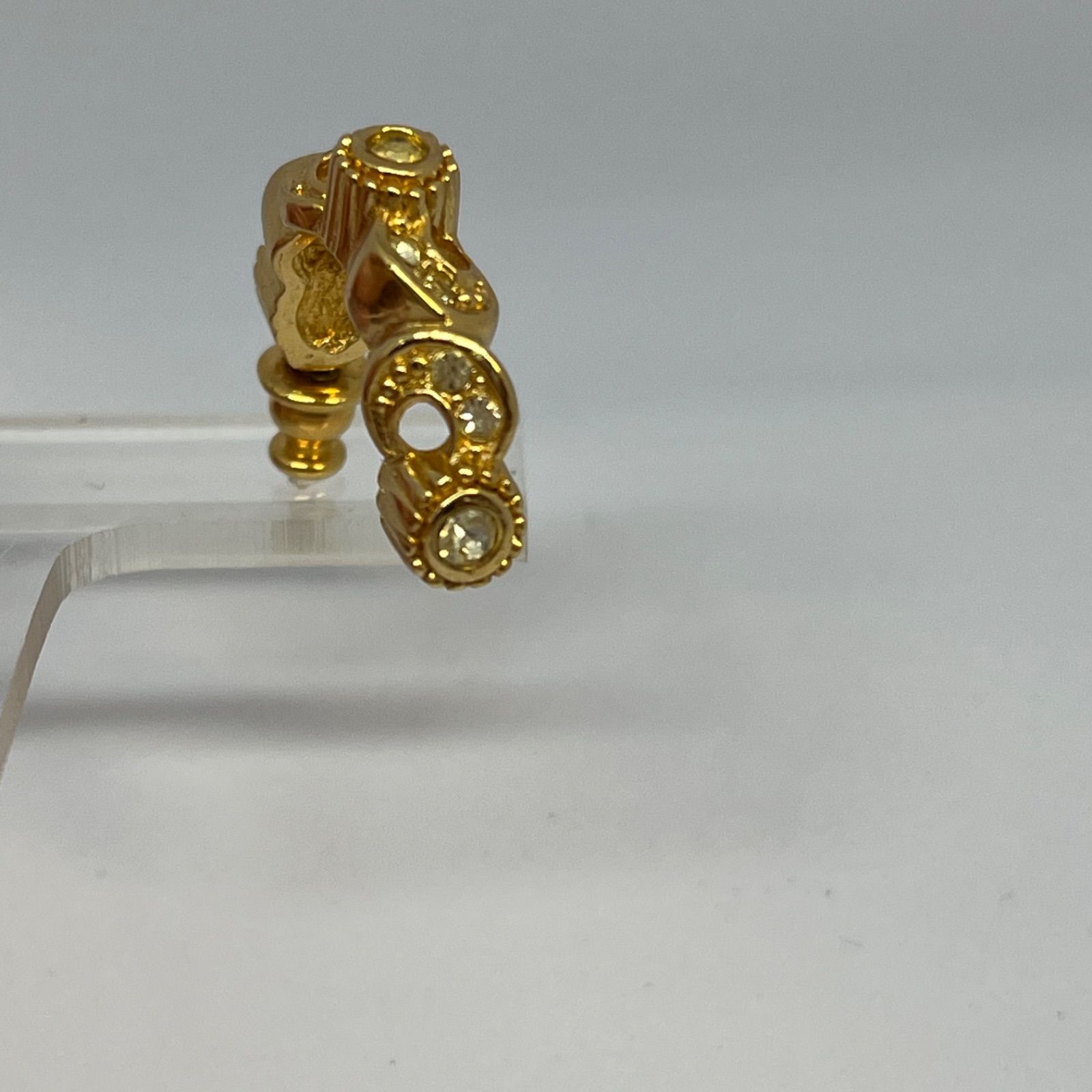 ディオール Christian Dior ピアス 両耳 2P ゴールド フープ 石付き