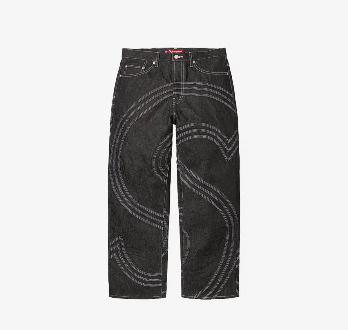 32 Supreme(シュプリーム) S ロゴ リジット バギー ジーンズ 黒 ー  