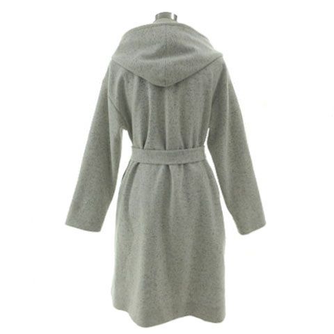 【中古】INDIVI カラーネップフーデットコート 127-93016 ショールカラー風 リボンベルト シルク混 オフ白 黒 40 インディヴィ INDIVI カラーネップフーデットコート 127-93016