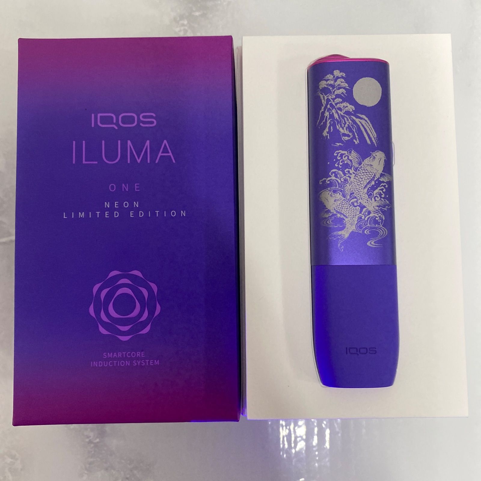iQOS ILUMA ONE アイコス イルマ ワン レーザー加工 鯉 滝登り 水墨画