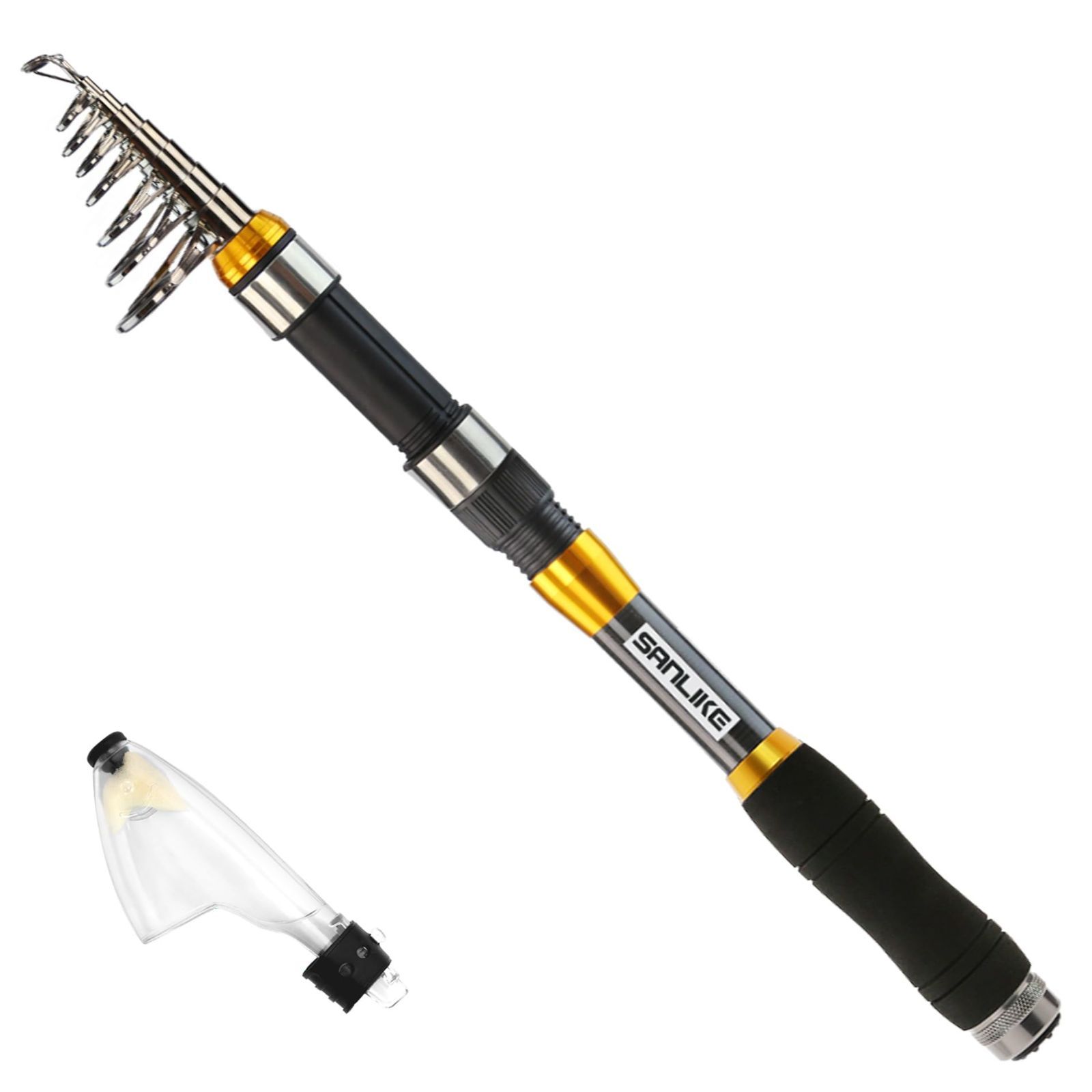イエロー_2.7 メートル サンライク（SANLIKE）コンパクトロッド 投げ竿 釣り竿 振出ロッド フィッシングロッド 90%カーボン率 釣竿セット サビキ さびき 川釣り 淡水釣り 超軽量 携帯型 伸縮式 