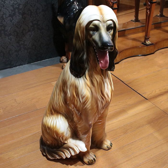 イタリア製 陶器製 アフガンハウンド Afghan hound 犬 イヌ いぬ ドッグ 置物 アニマルオーナメント オブジェ 雑貨 おしゃれ かわいい  インテリア