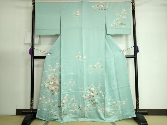 平和屋着物□訪問着 駒刺繍 御所車花文 金彩 正絹 逸品