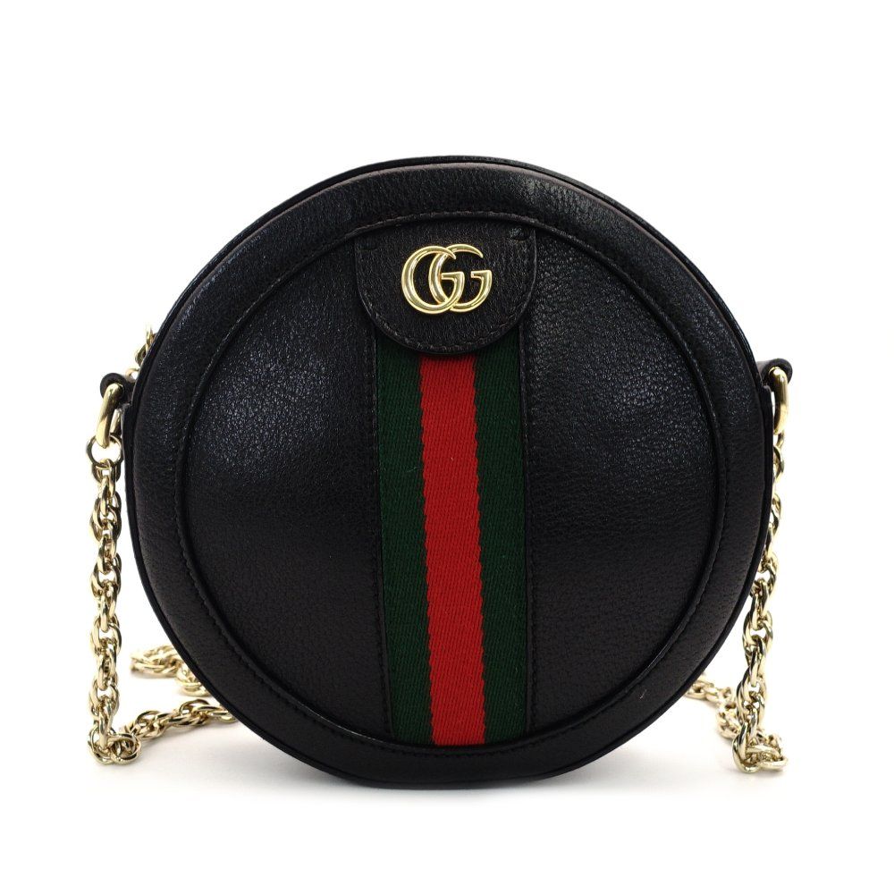 グッチ GUCCI オフディア チェーン ショルダーバッグ ブラック 黒 レザー ゴールド金具 クロスボディ GGロゴ 7-8-591