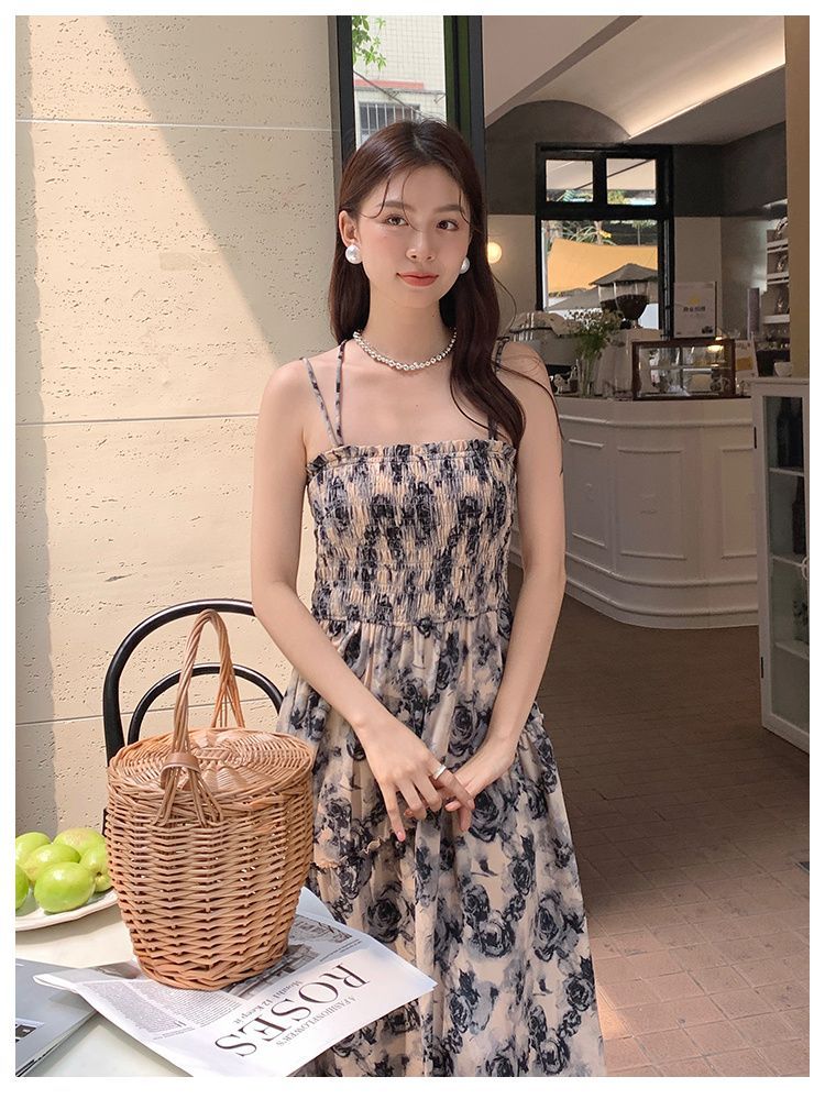 スタイル ロマンチック キャミワンピ 花柄ワンピース シフォンスカート