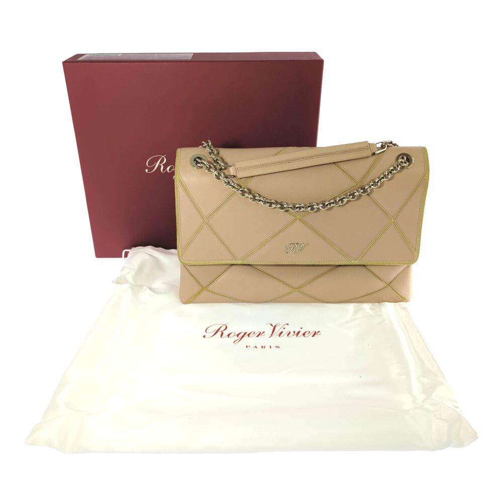 【Precious掲載】ロジェ・ヴィヴィエ カーフレザー ハンドバッグ Roger Vivier ロジェヴィヴィエ カーフ ヤギ レザー Wチェーン