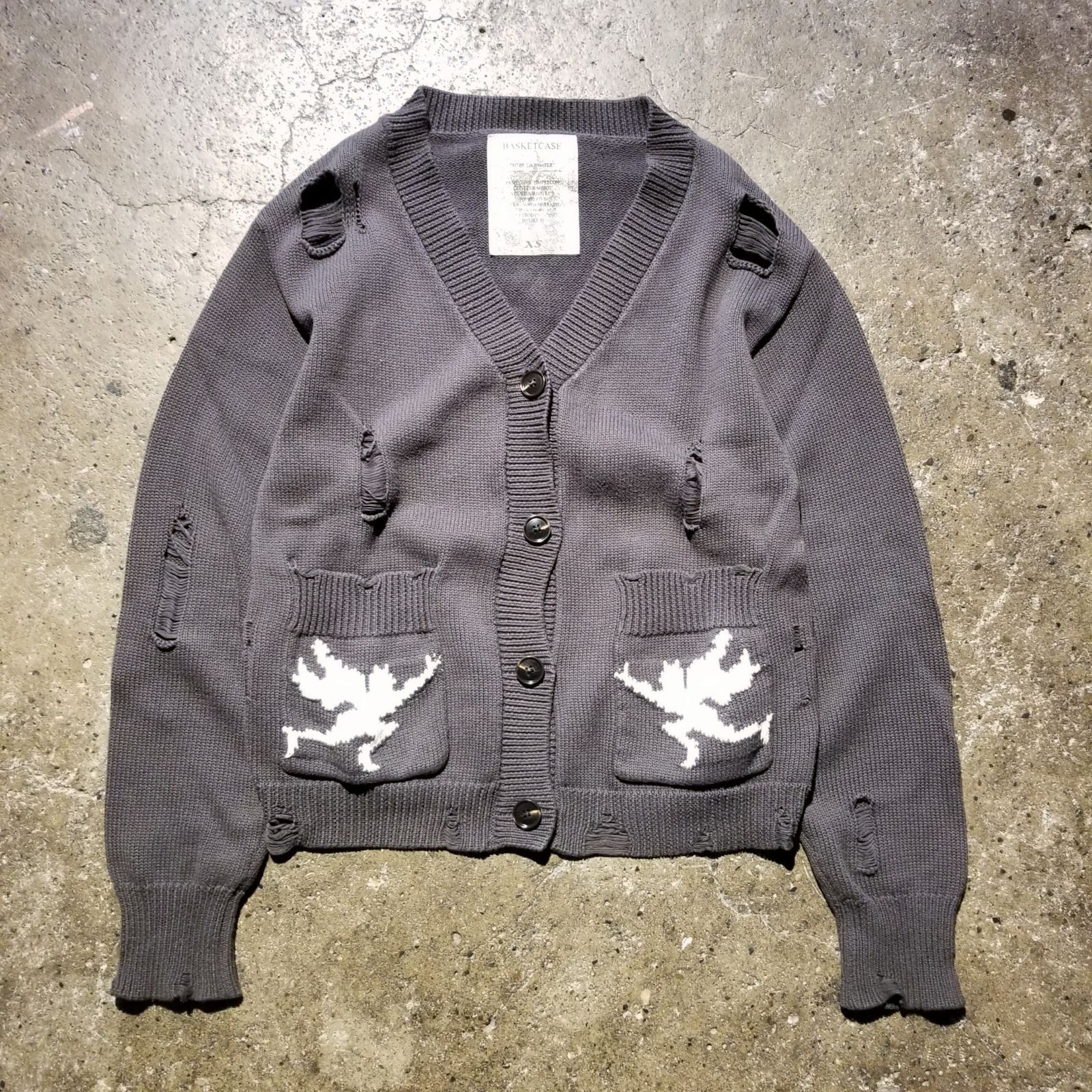 BASKETCASE UPSTAIRS CARDIGAN XS バスケットケース ダメージ加工 