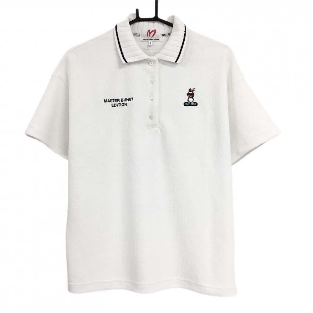 超 マスターバニー 半袖ポロシャツ 白×黒 15周年 レディース 2 L ゴルフウェア モデル MASTER BUNNY EDITION