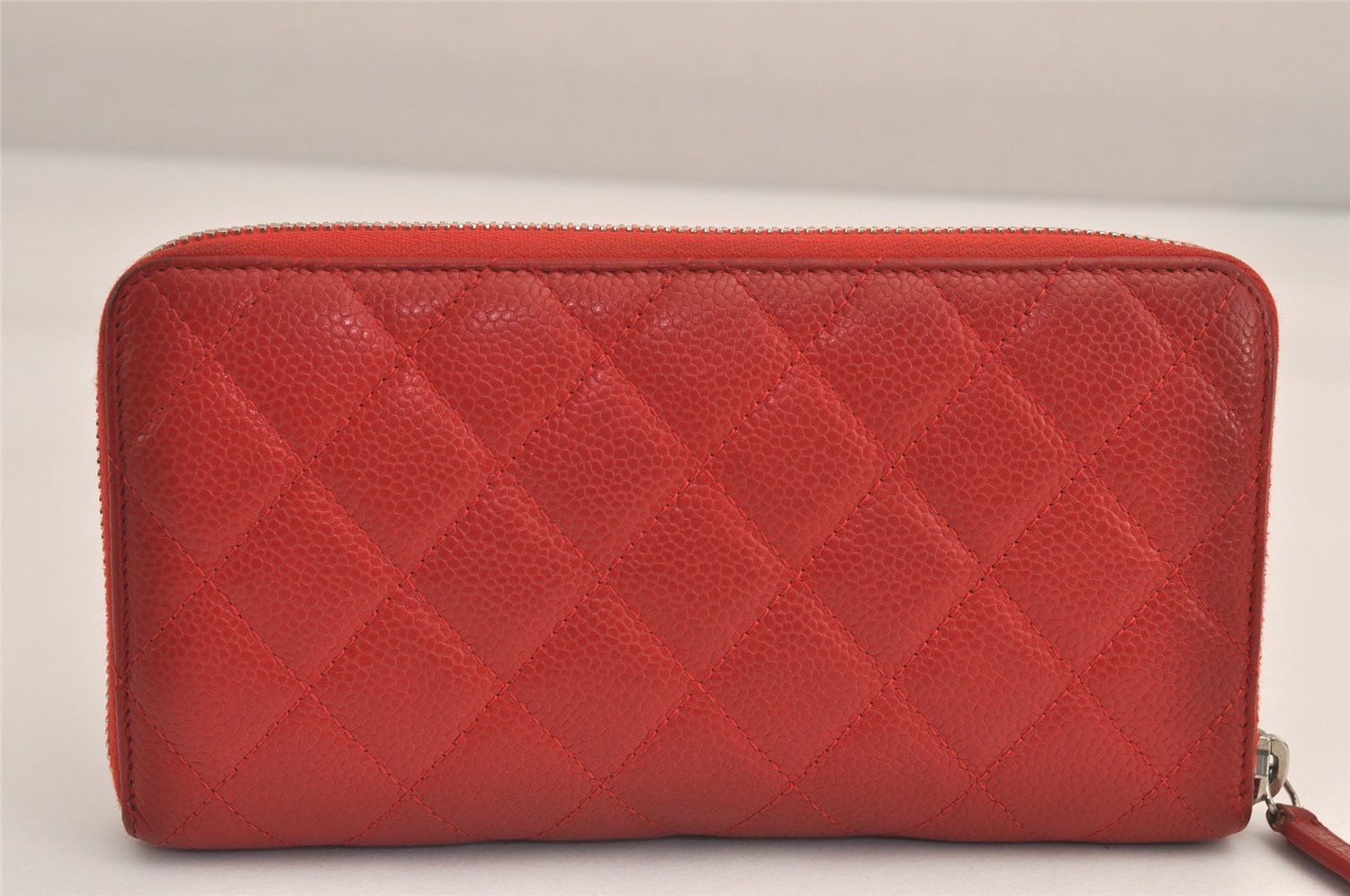 CHANEL シャネル ヴィンテージ キャビアスキン CC ロゴ 長財布 レッド 