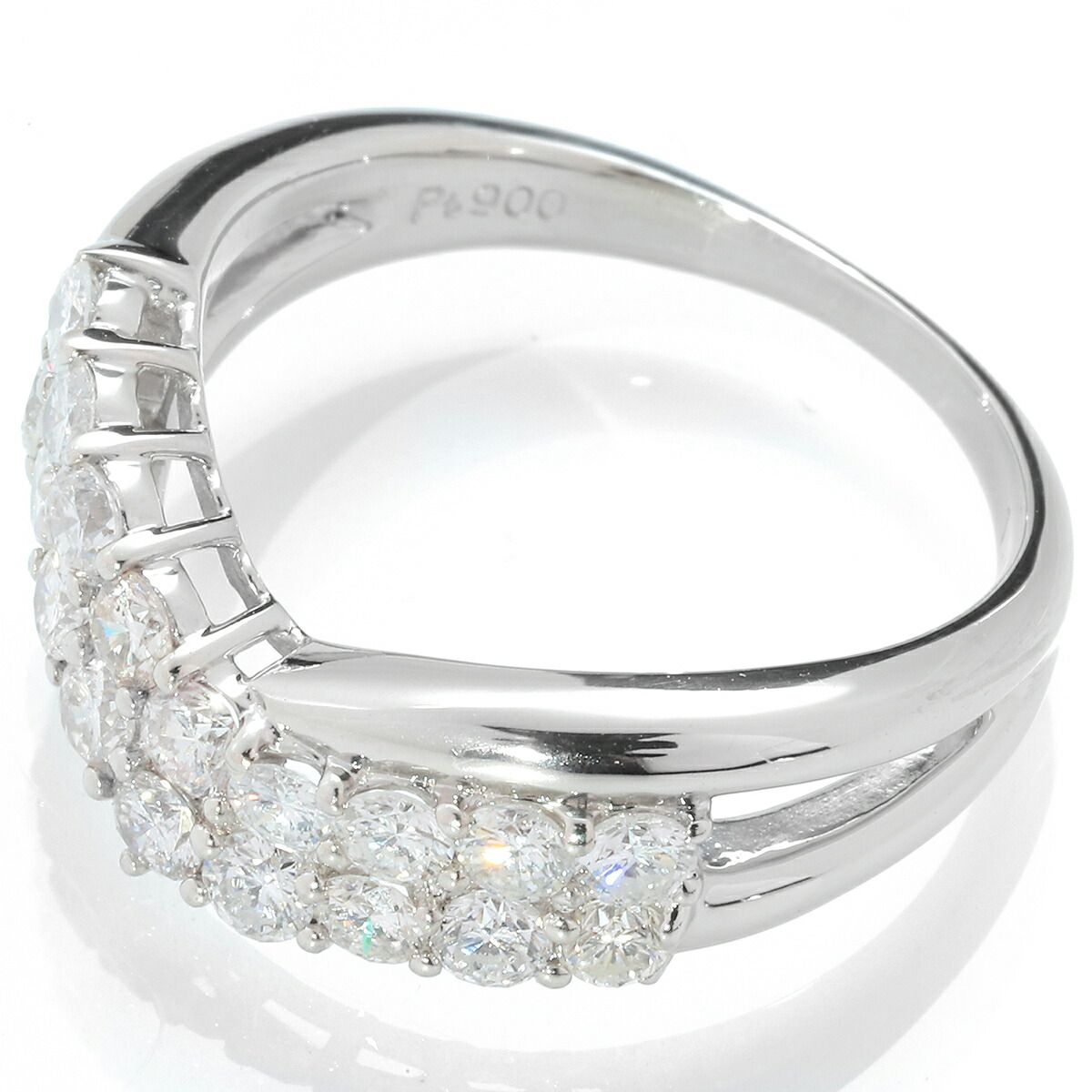 プラチナ900 V字型ダイヤモンドリング 1.01カラット ダイヤモンド 1.01ct Pt900 V字 ダイヤ リング 指輪 プラチナ