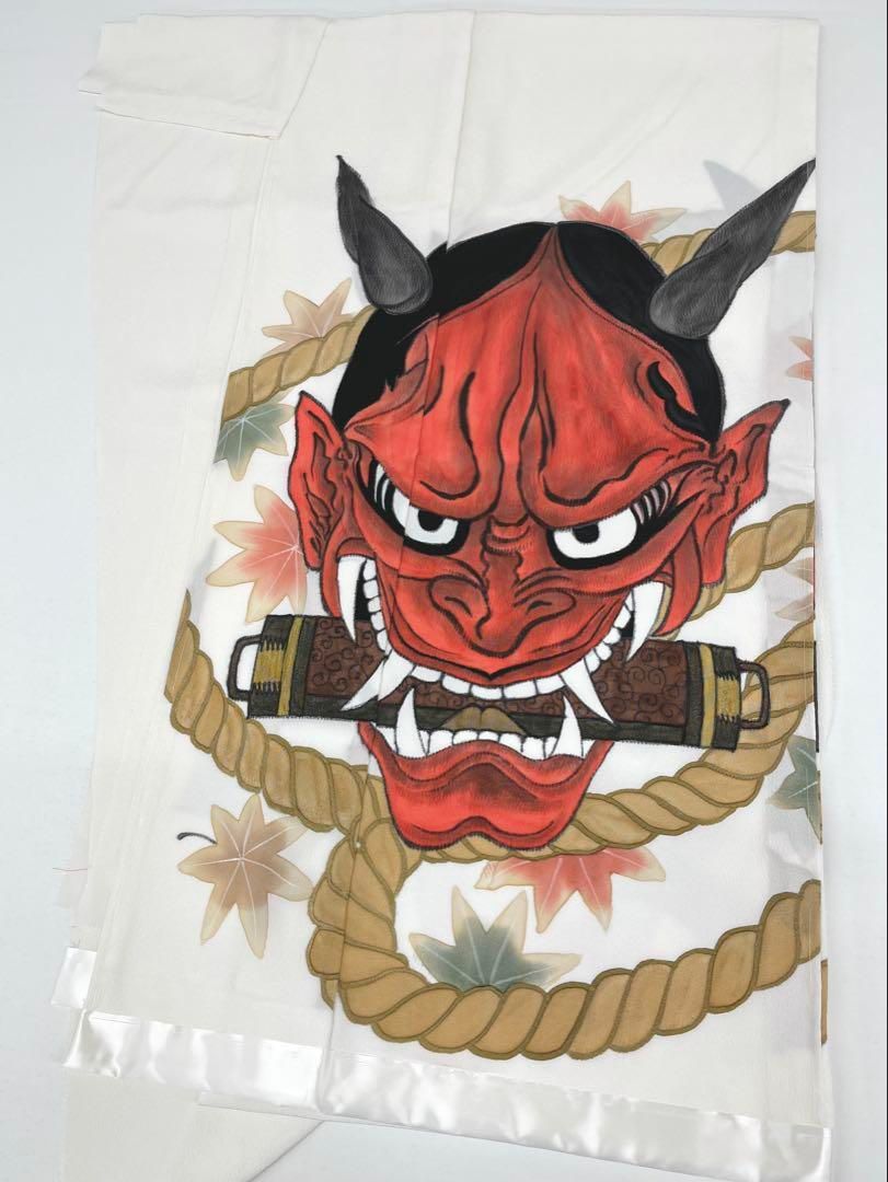 付け下げ訪問着 仮絵羽 未仕立て 手描き 鬼 髑髏 正絹 舞台衣装 大衆演劇 付け下げ訪問着 仮絵羽 未仕立て 手描き 鬼 髑髏 正絹 舞台衣装 大衆
