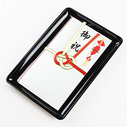 新品 藤代工芸 切手盆 名刺盆（黒無地・金縁付き） (PC 7寸（黒