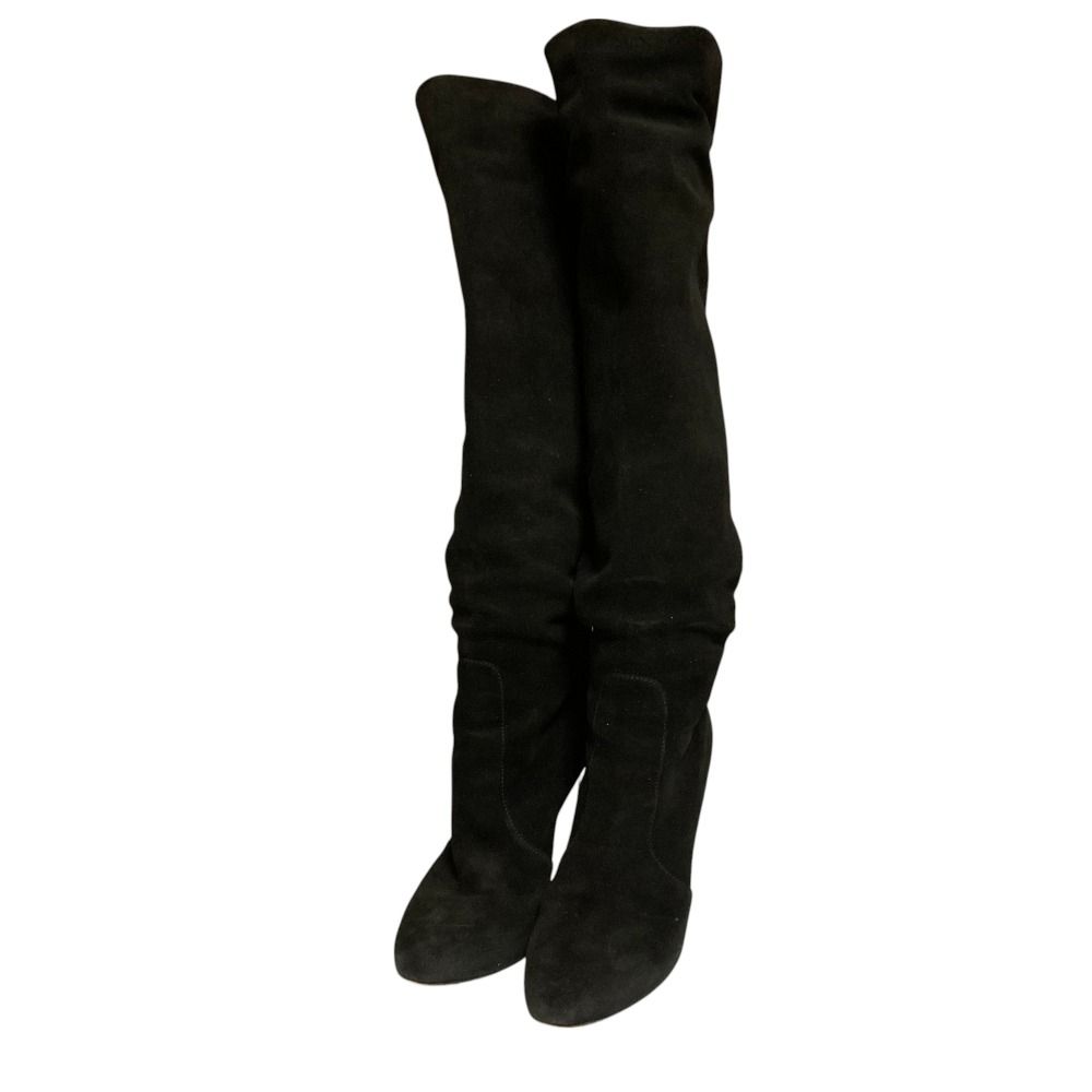 未使用に近い！sergio rossi スエードチャンキーヒールブーツ37 未使用