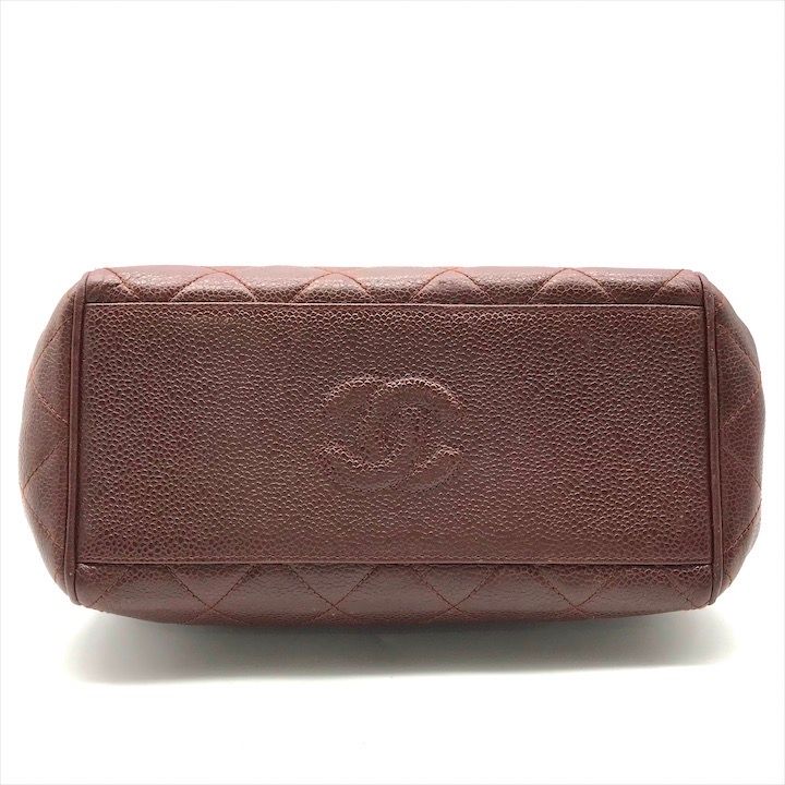 良品 CHANEL シャネル ココマーク マトラッセ キャビアスキン がま口  