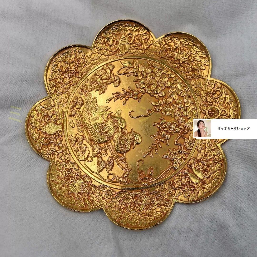 銅 細工 八宝鴛鴦盤 装飾品 置物