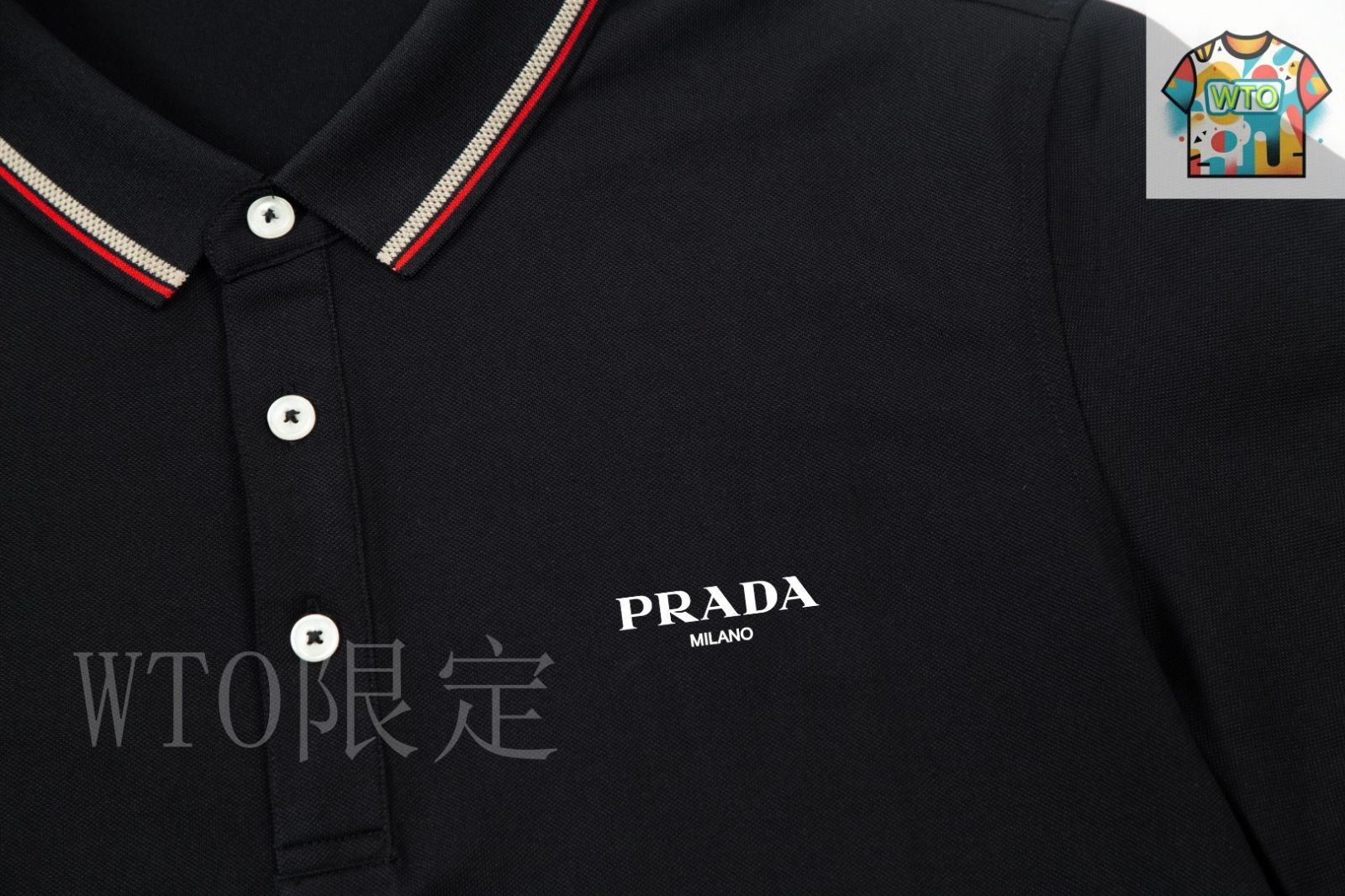 PRADA ストライプ ポロシャツ 黒白 今日WTO】Prada ストライプ ロゴ ポロシャツ-BY55 - メルカリ