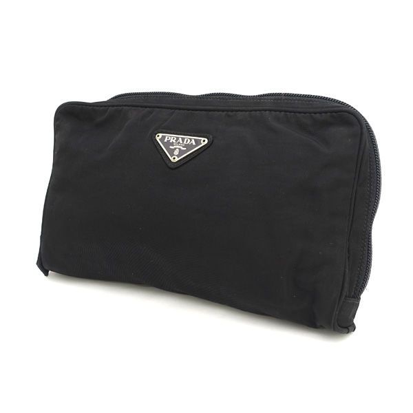 PRADA / プラダ □ポーチ 小物入れ ナイロン ブラック ブランド【中古  