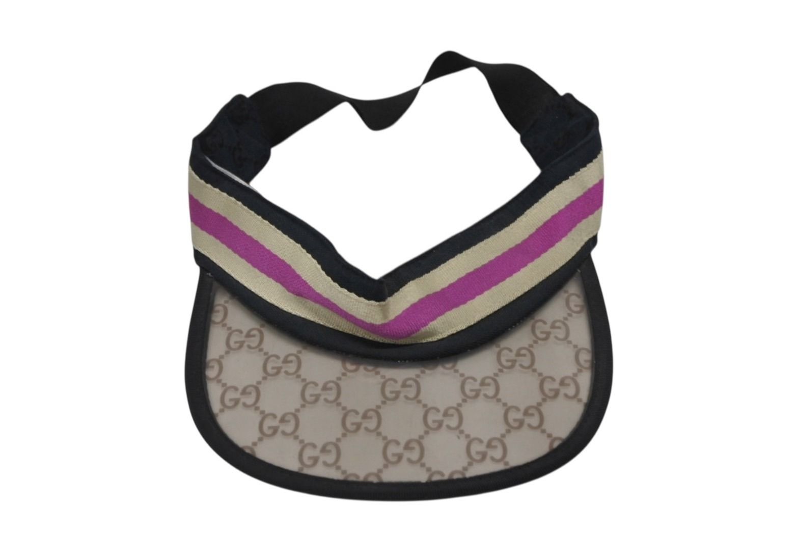 GUCCI グッチ サンバイザー キャップ GGマーク ポリエステル コットン ブラウン サイズM 4b008042