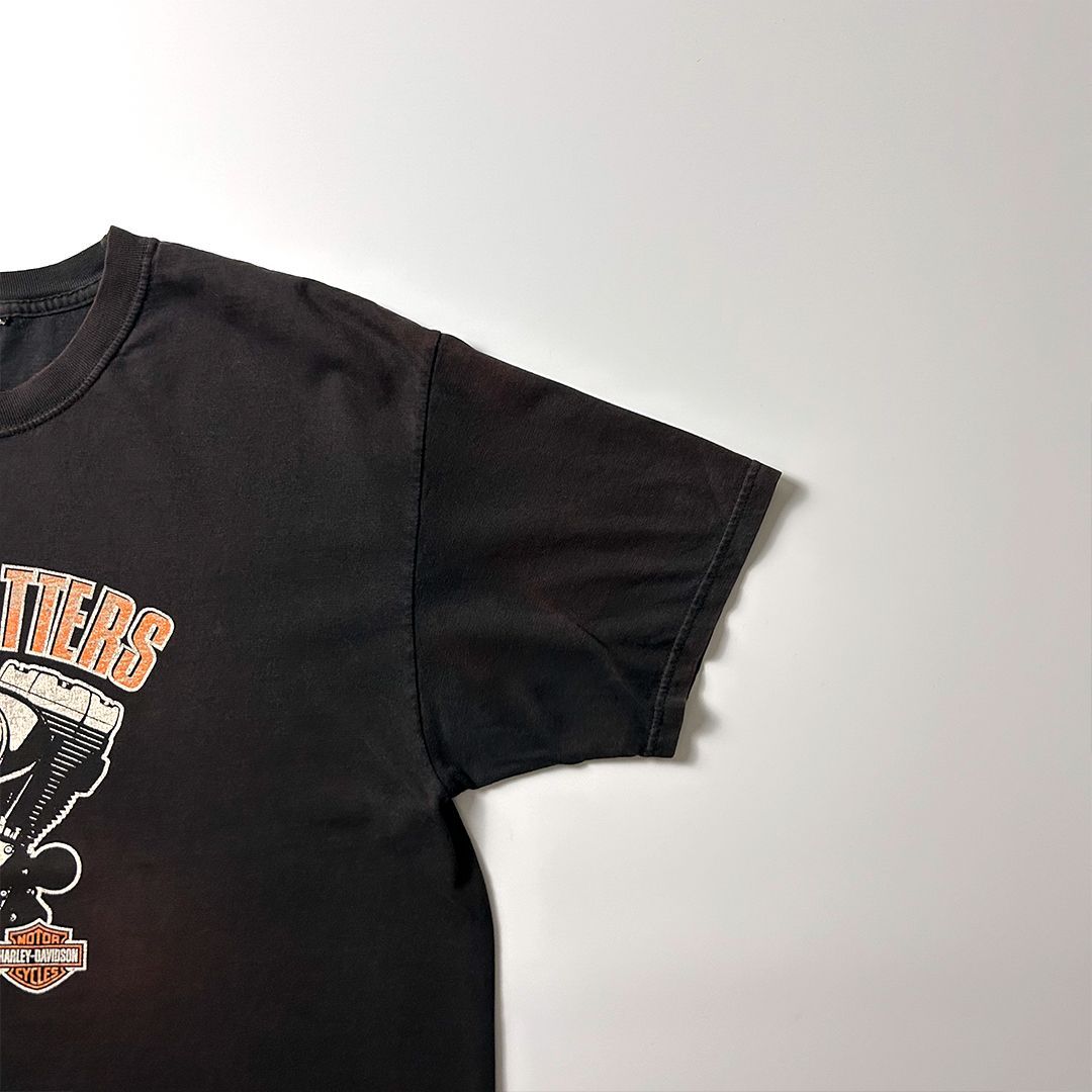 Harley-Davidson Tシャツ L ブラック 鬼フェード ボロ加工 ハーレー