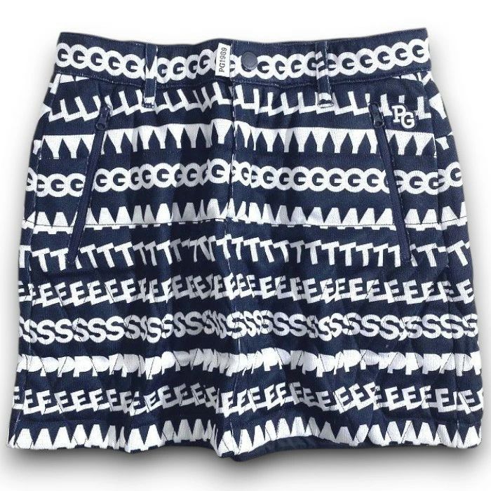 PEARLY GATES パーリーゲイツ ゴルフ 裏起毛ミドルゲージ天竺 保温DiAPLEX 変形キルティング ロゴボーダー ストレッチ 中綿入り ミニスカート ウェア レディース 055-2234108 定価3.4万 ダークネイビー 038 51022w07