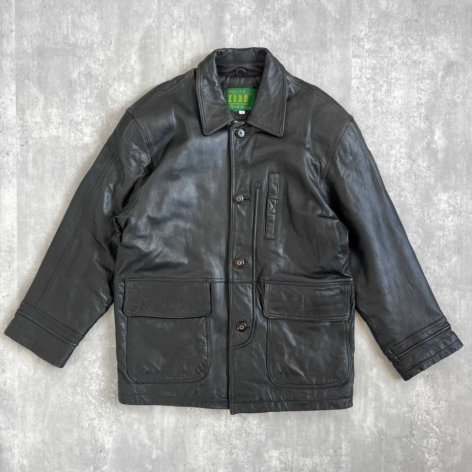 90s DOCKERS ドッカーズ 高品質 ラム レザー ジャケット 黒 L・90s USA 