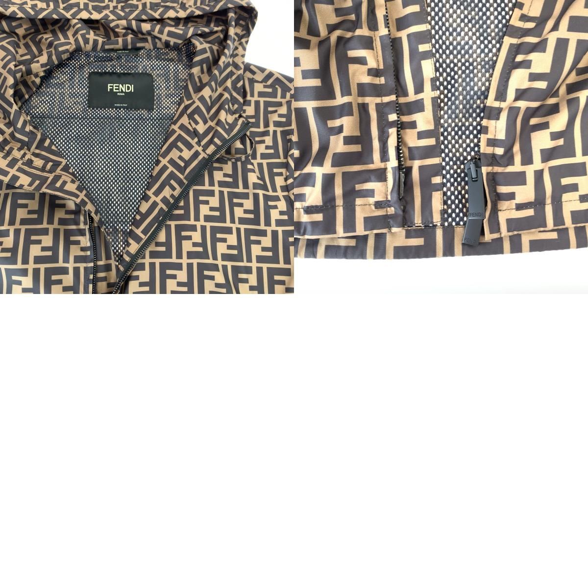 超美品 FENDI フェンディ ズッカ柄 サイズ46 ブラウン 茶 レッド 赤 