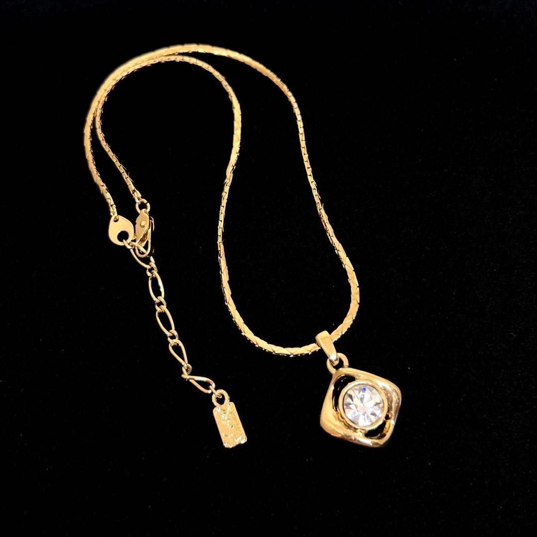 YVES SAINT LAURENT イヴサンローラン ネックレス クリスタル ビジュー ヴィンテージ ゴールド