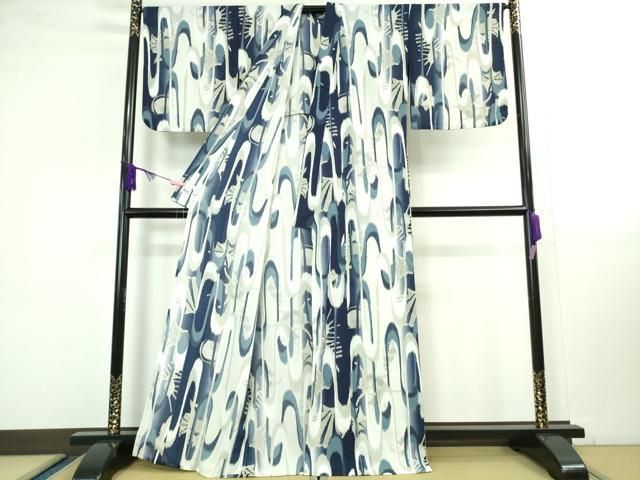 平和屋着物 上 夏物 撫松庵 小紋 浴衣兼用 セオアルファ 貝殻 洗える着物 DZAA9988kh5